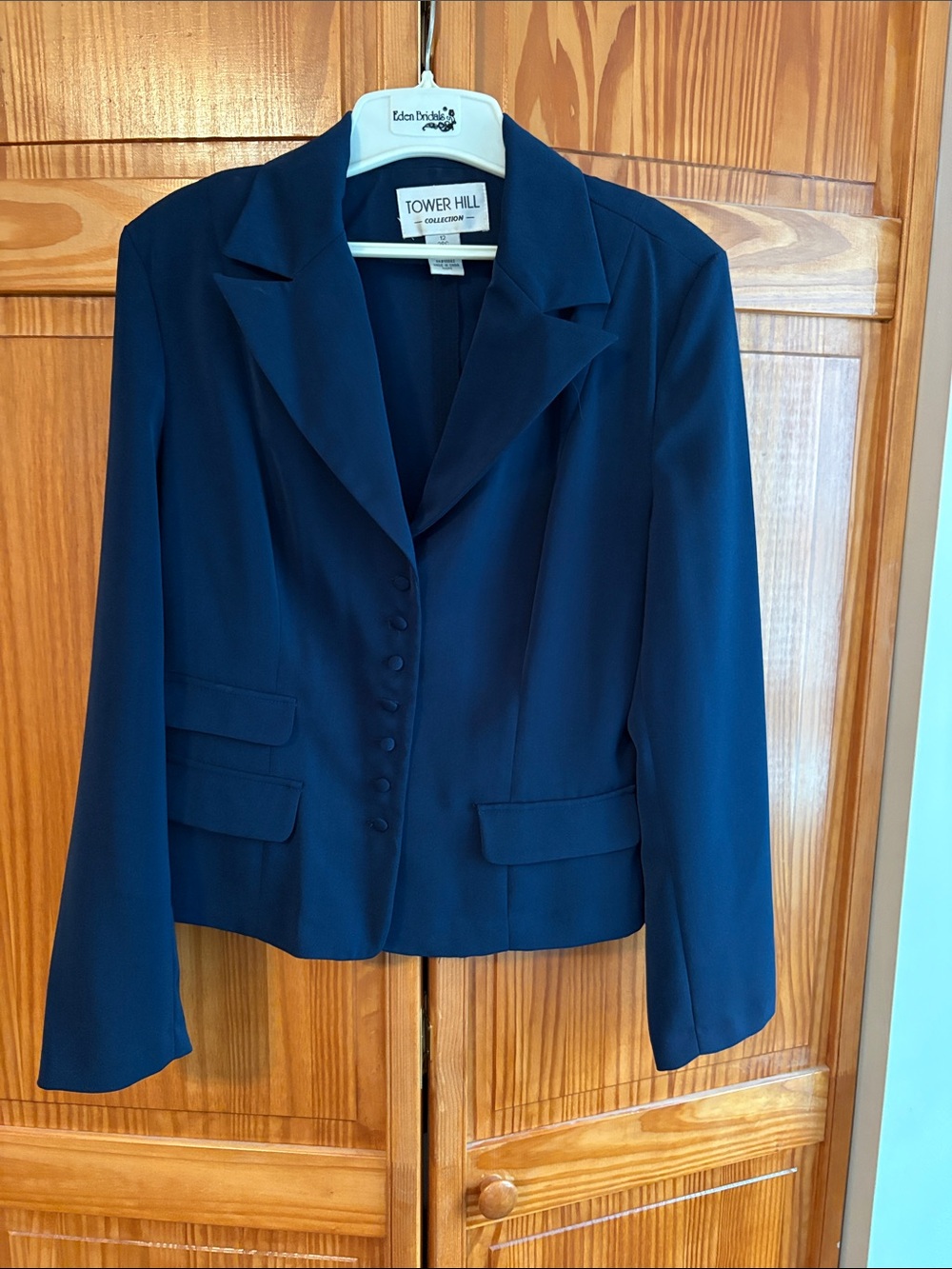 Tower Hill Women's Navy Tailored Button-Front Blazer and skirt